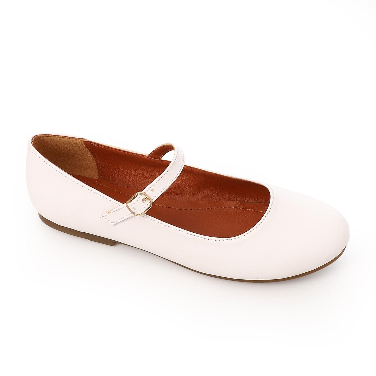 White Front Buckle Ballerina for Girls