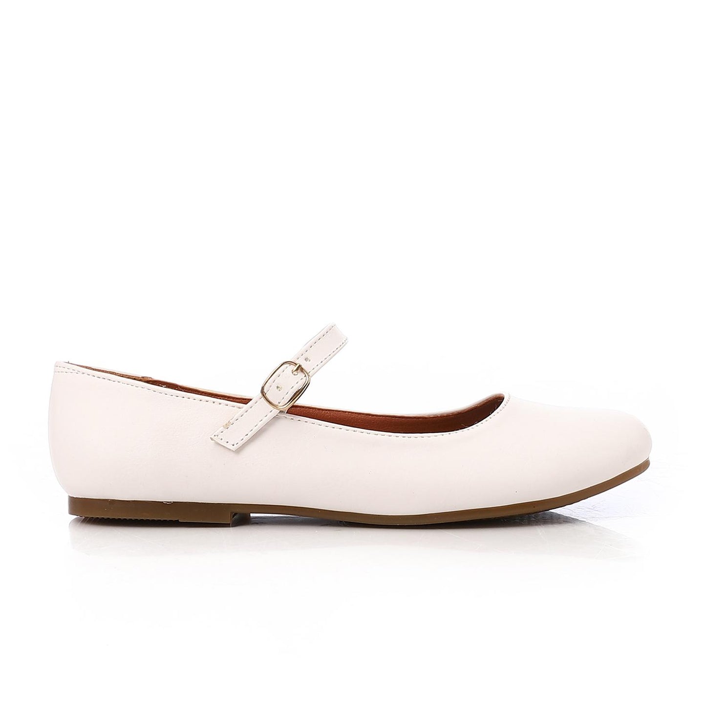 White Front Buckle Ballerina for Girls