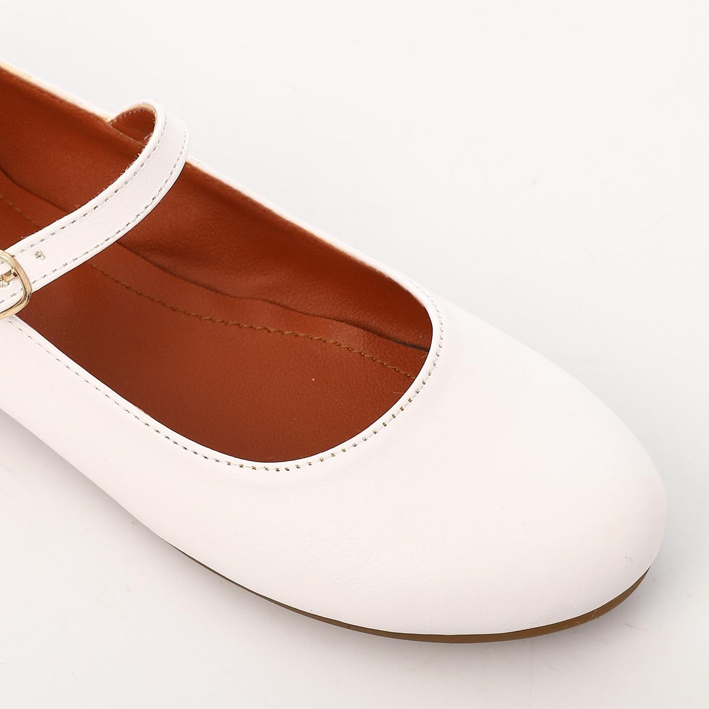 White Front Buckle Ballerina for Girls