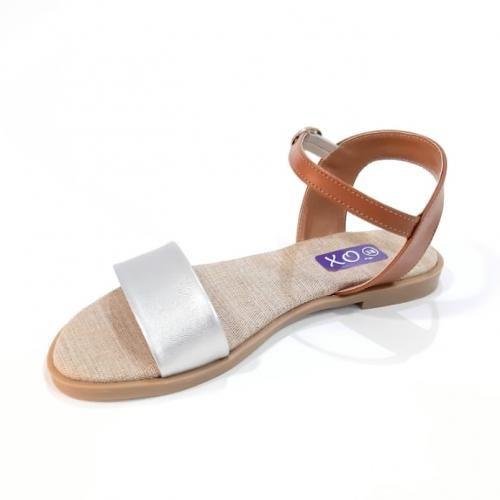 Silver Side Buckle Flat Sandal