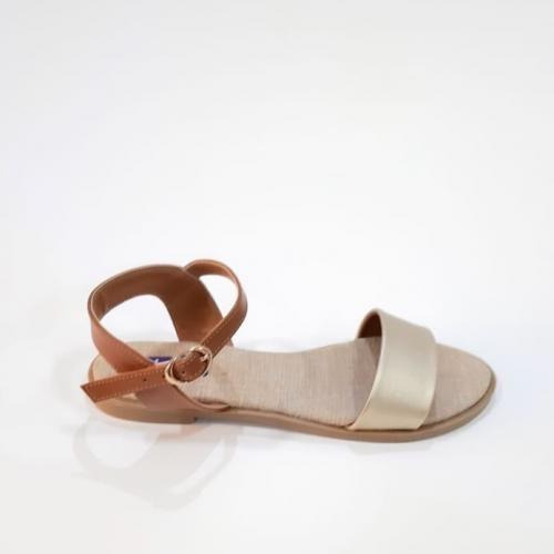Gold Side Buckle Flat Sandal