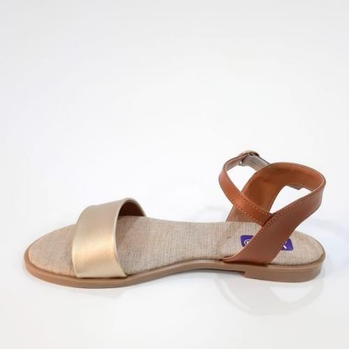 Gold Side Buckle Flat Sandal