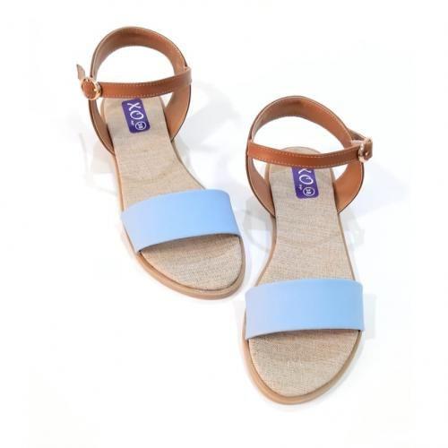 Light Blue Side Buckle Flat Sandal