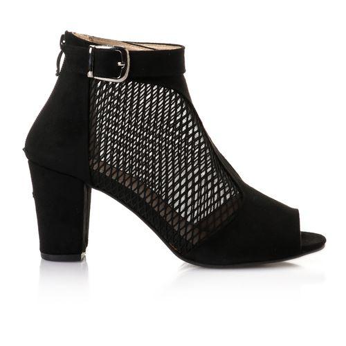 Black Mesh Side High Heels Sandal