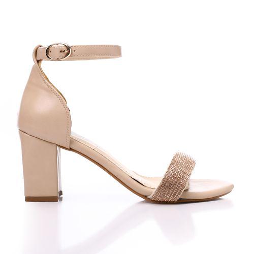 Beige Ankle Buckle Soiree Sandal