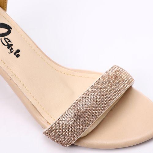Beige Ankle Buckle Soiree Sandal