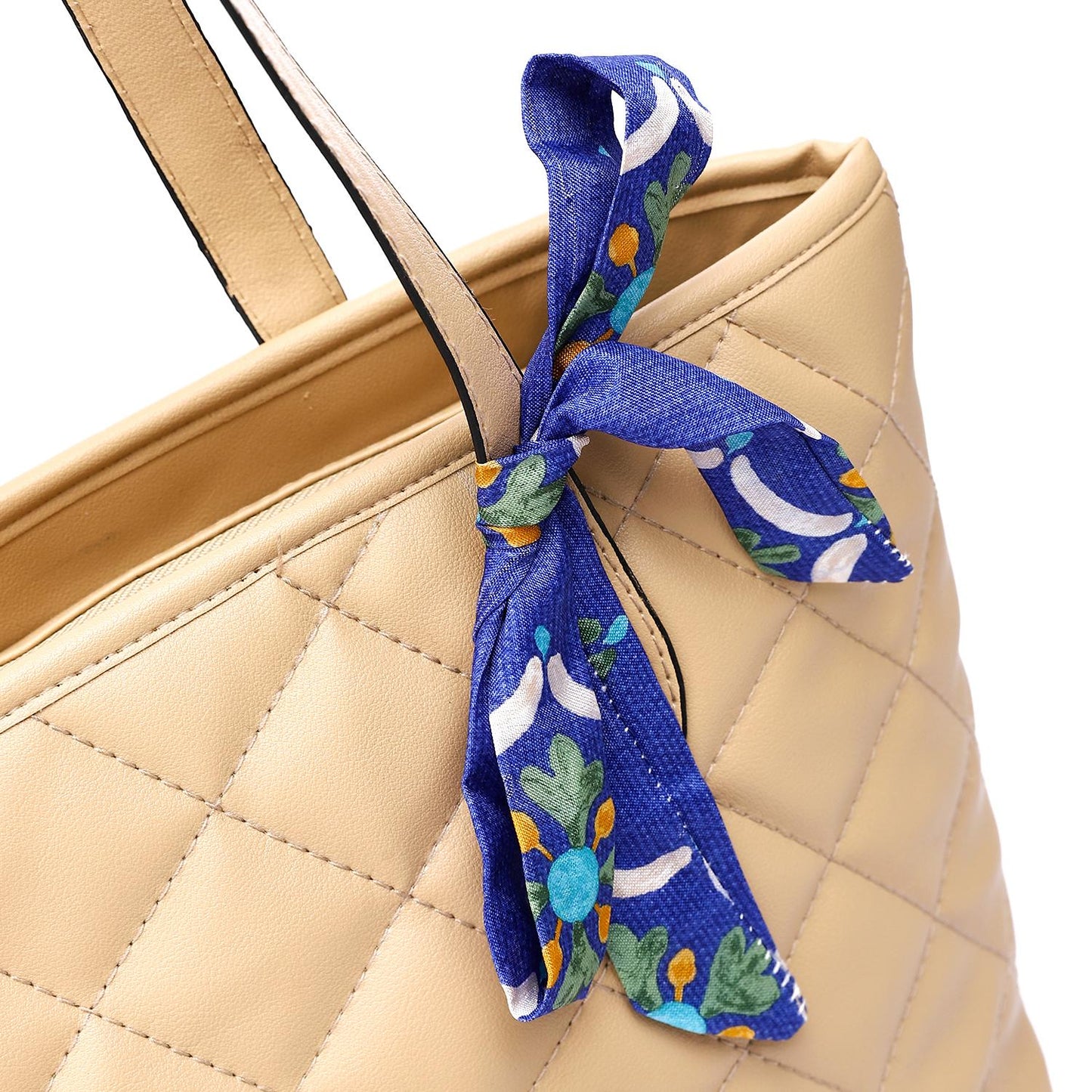 Beige Shoulder Bag with Decorative Scarf
