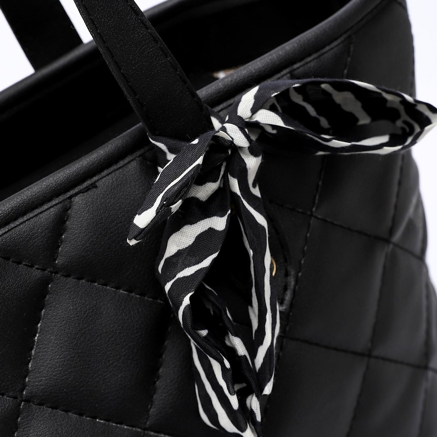 Black Shoulder Bag with Decorative Scarf