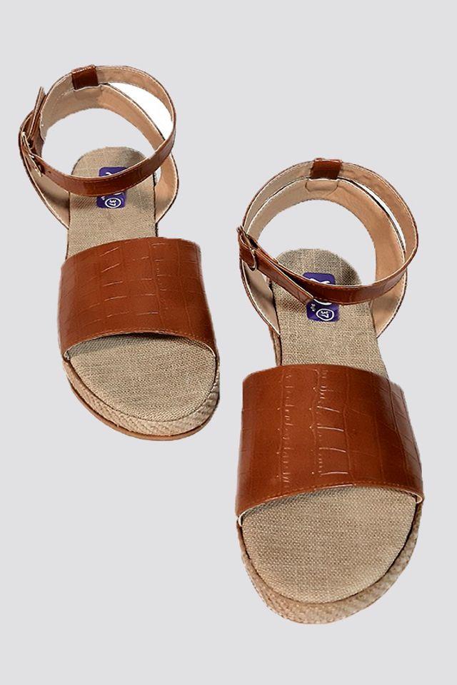 Havana Textured Leather Flat Sandal