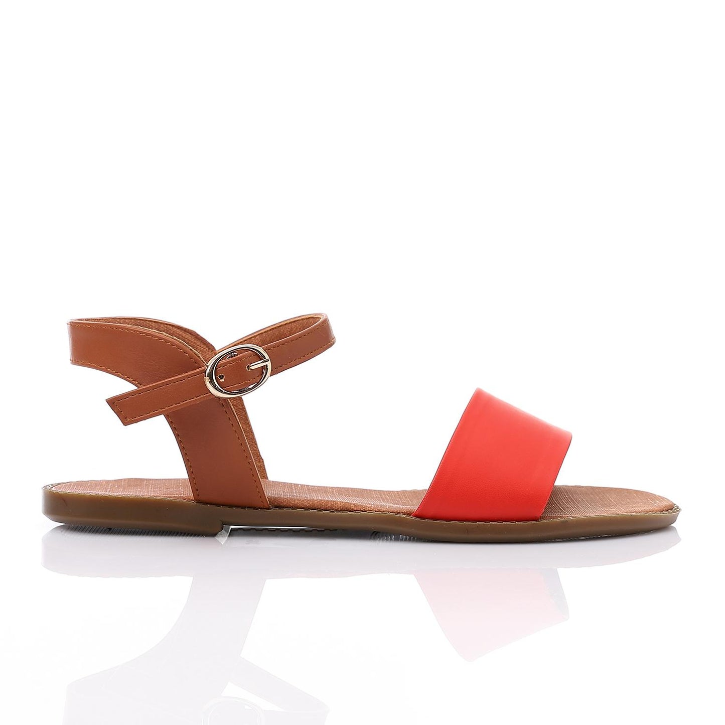 Red Side Buckle Flat Sandal