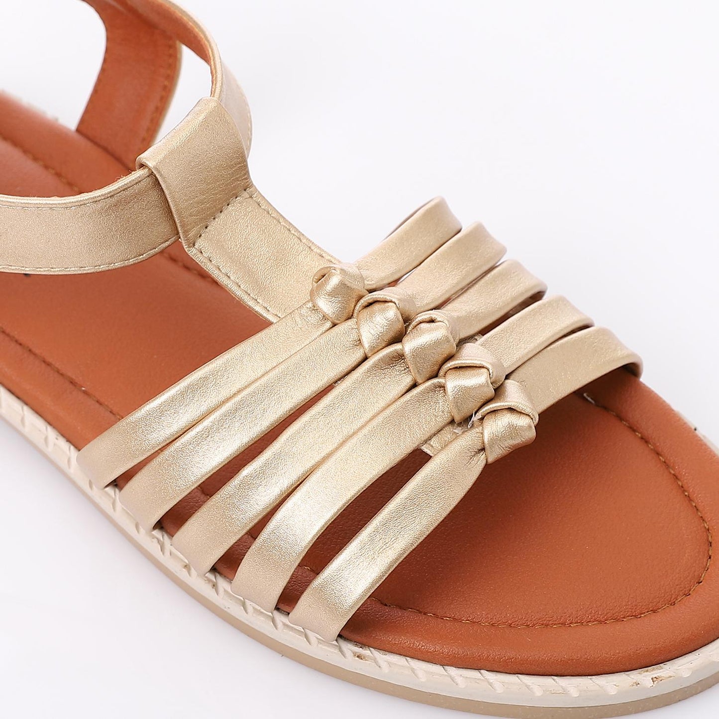 Gold Multi-Strap Knot Sandal for Teen Girls
