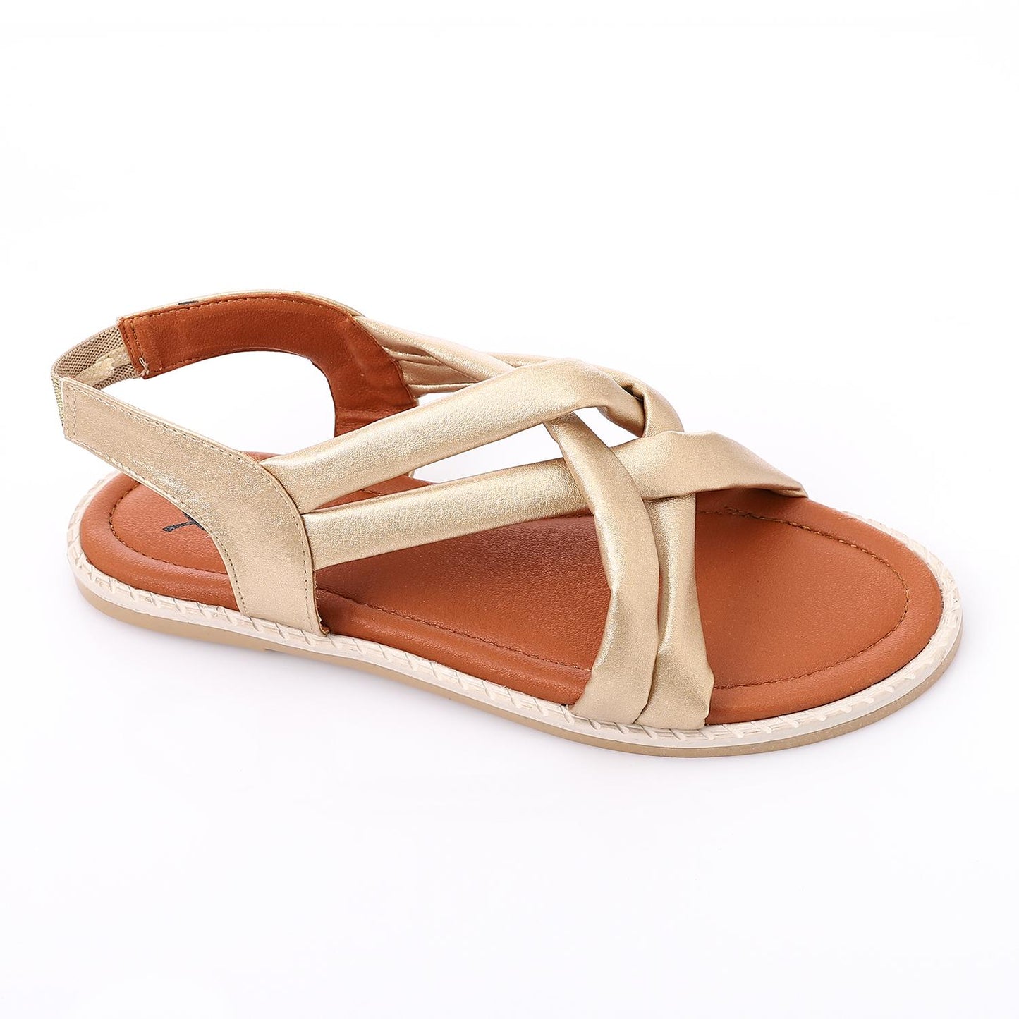 Gold Double Cross Sandal for Girls