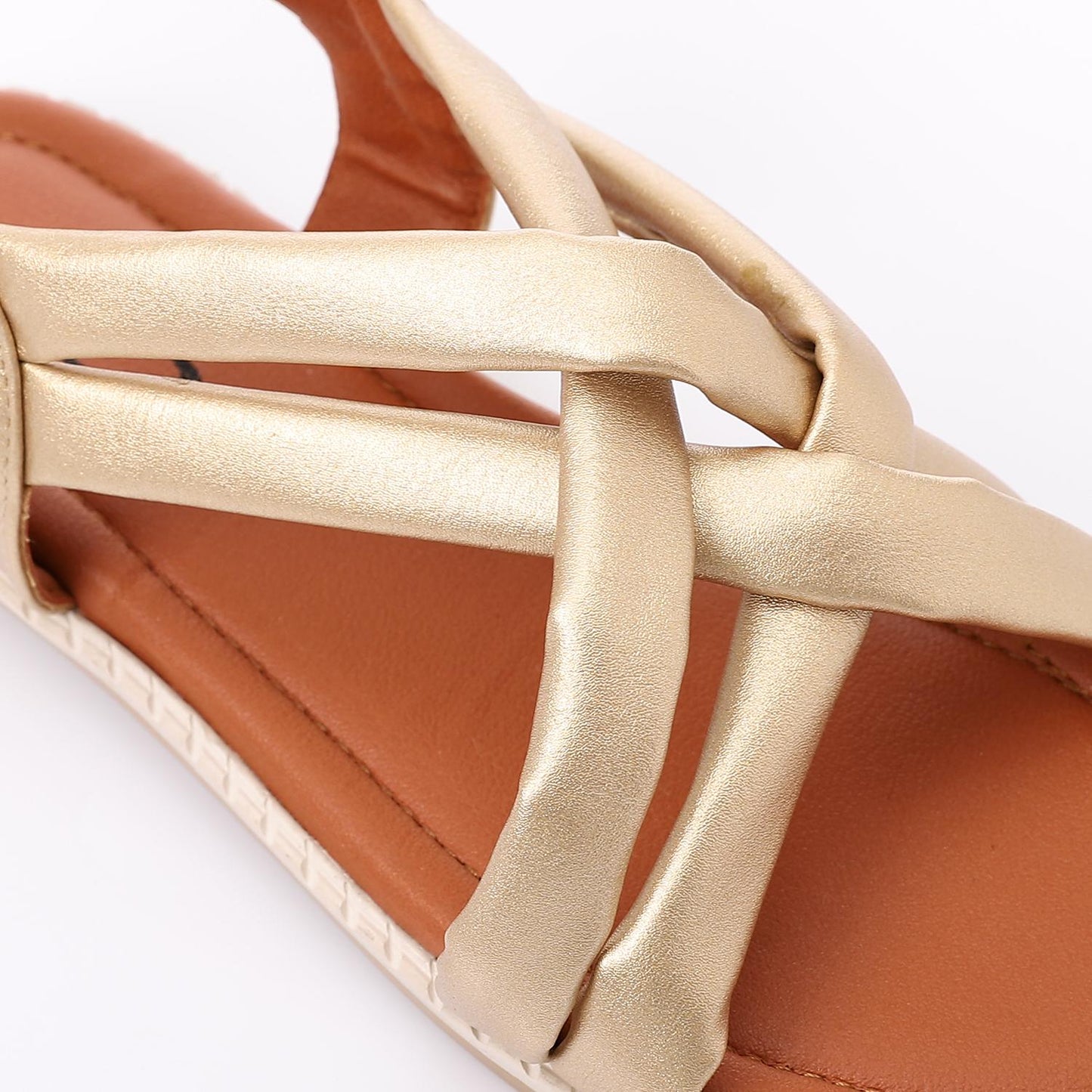 Gold Double Cross Sandal for Girls