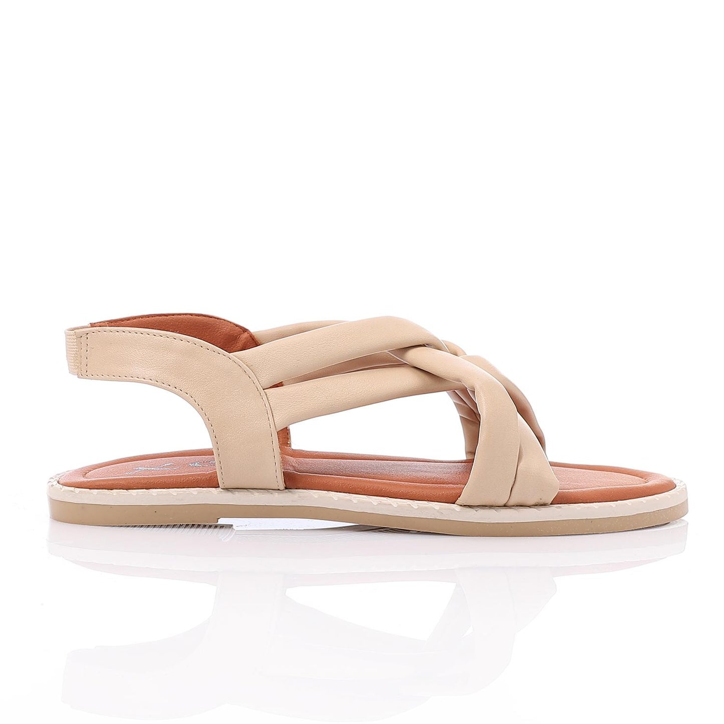 Beige Double Cross Sandal for Girls