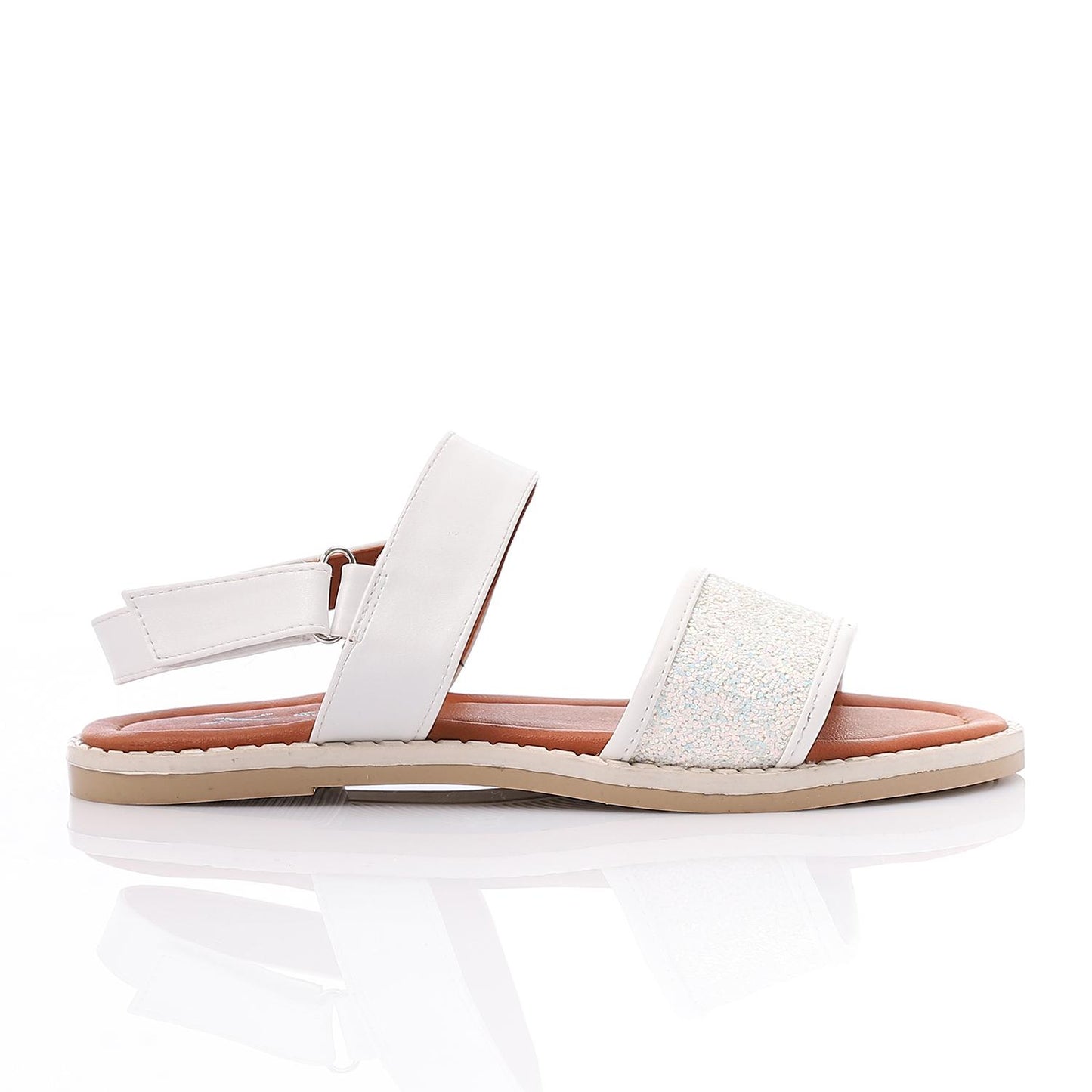 White Glitter Strap Sandal for Girls