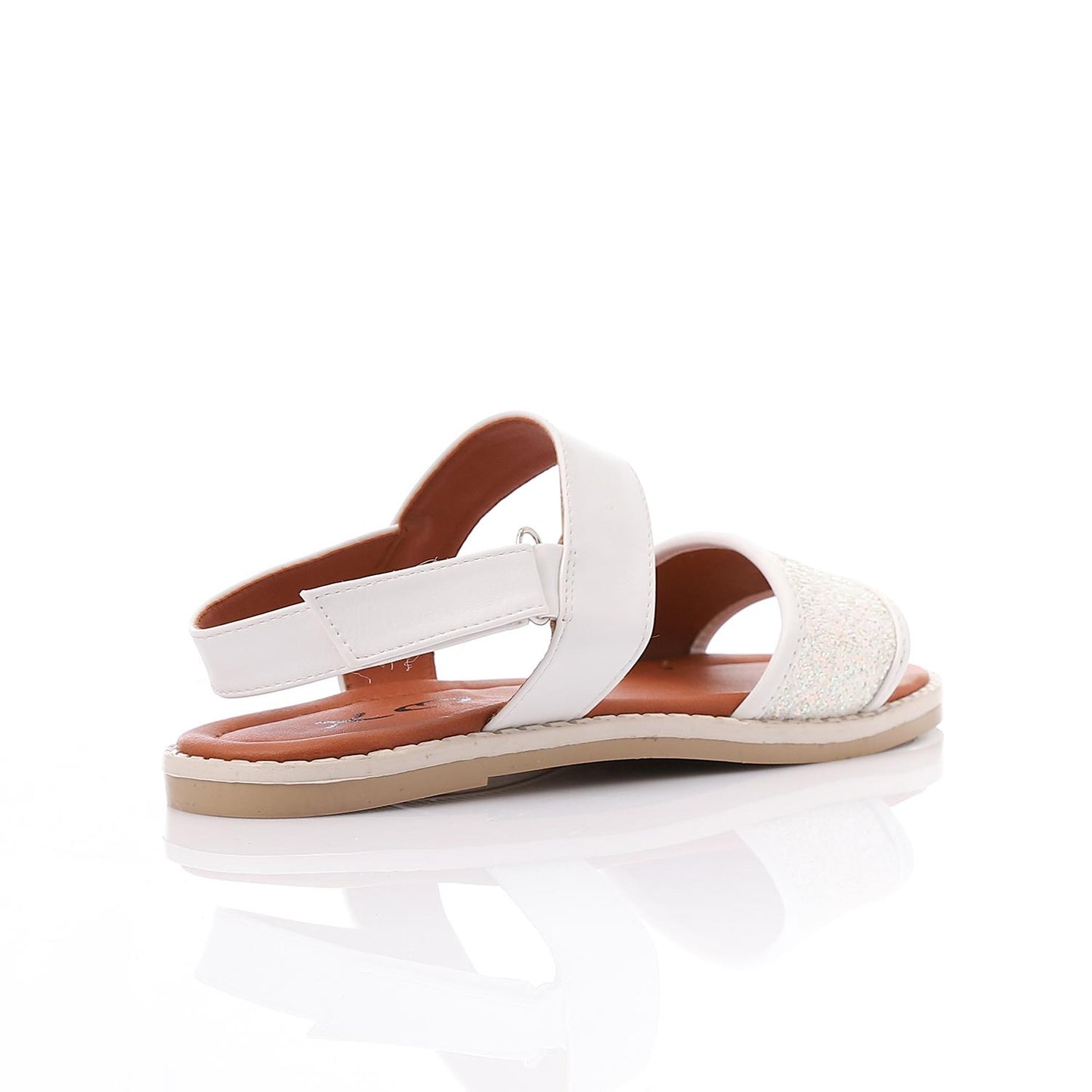 White Glitter Strap Sandal for Girls