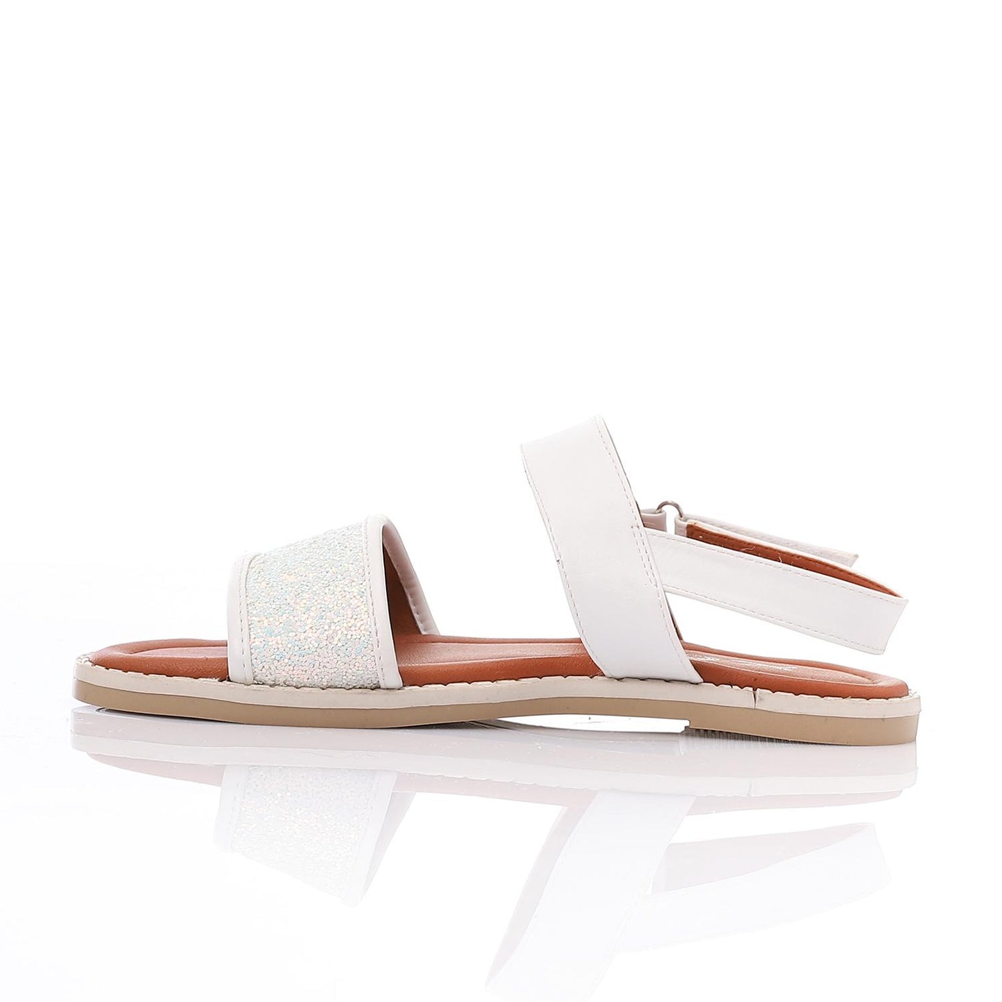 White Glitter Strap Sandal for Girls