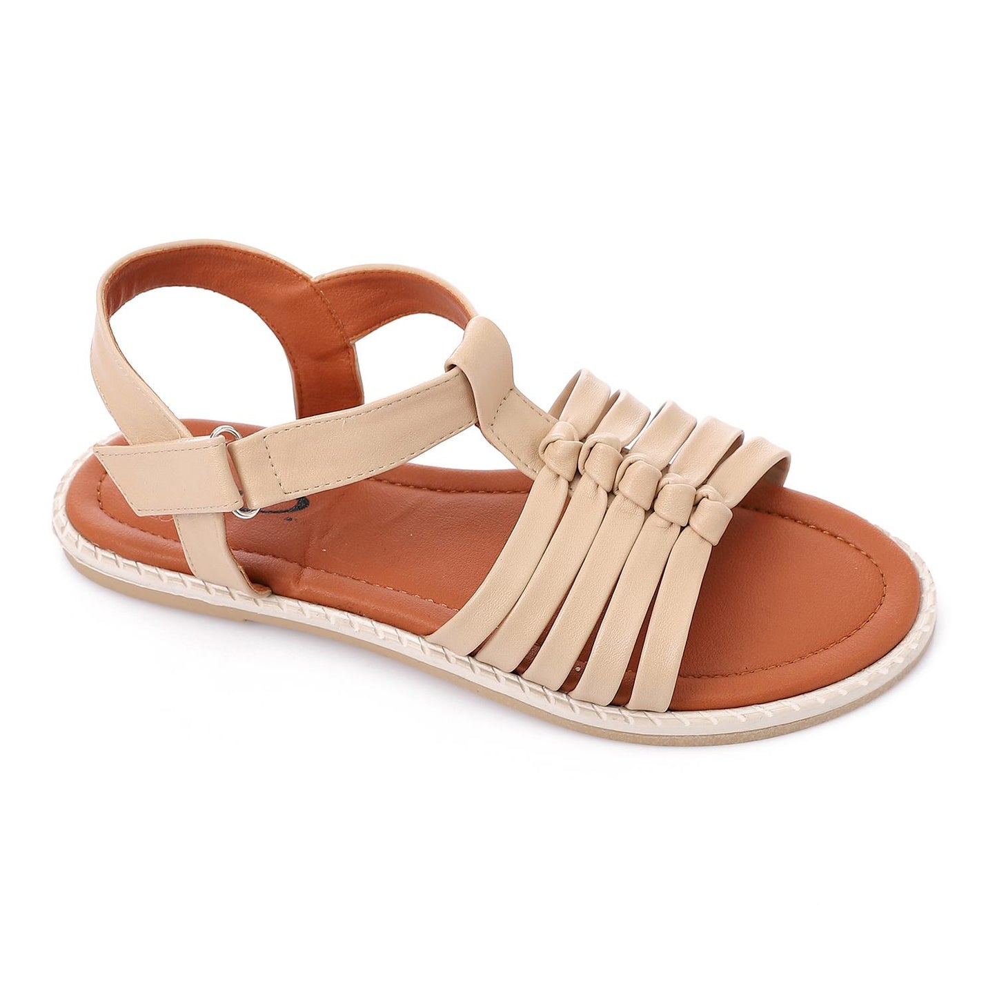 Beige Multi-Strap Knot Sandal for Girls