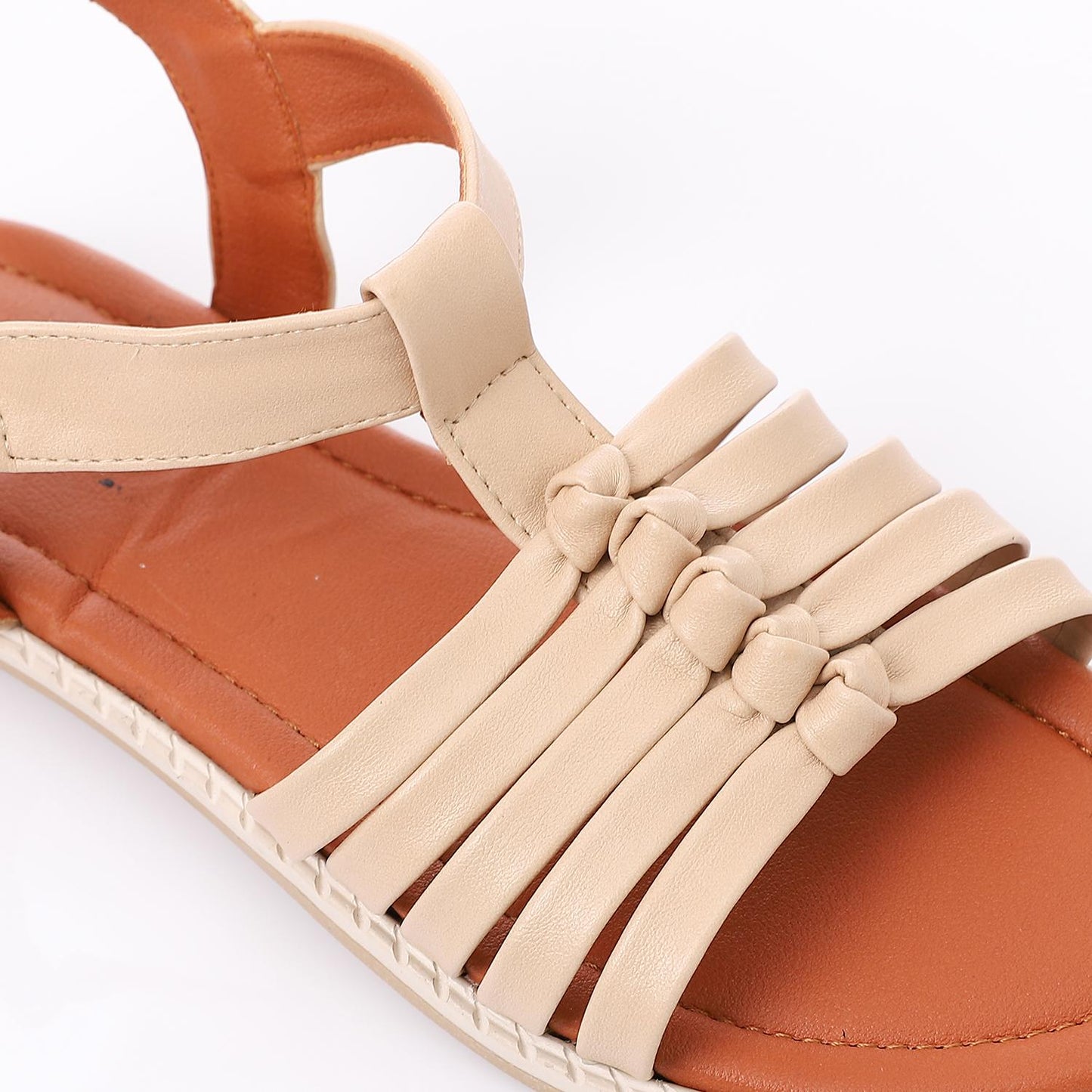 Beige Multi-Strap Knot Sandal for Girls