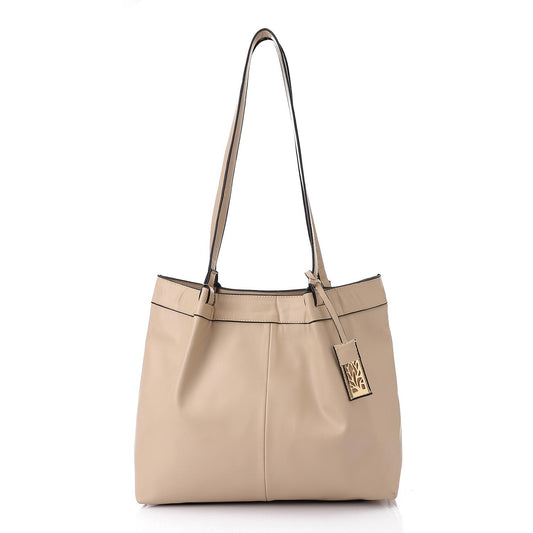 Beige Leather Shoulder Bag
