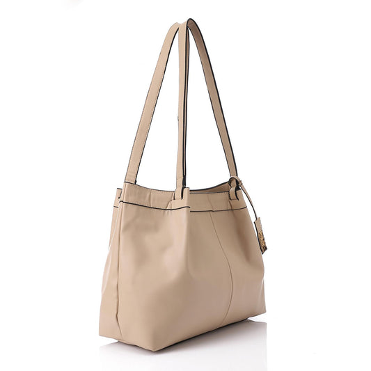 Beige Leather Shoulder Bag