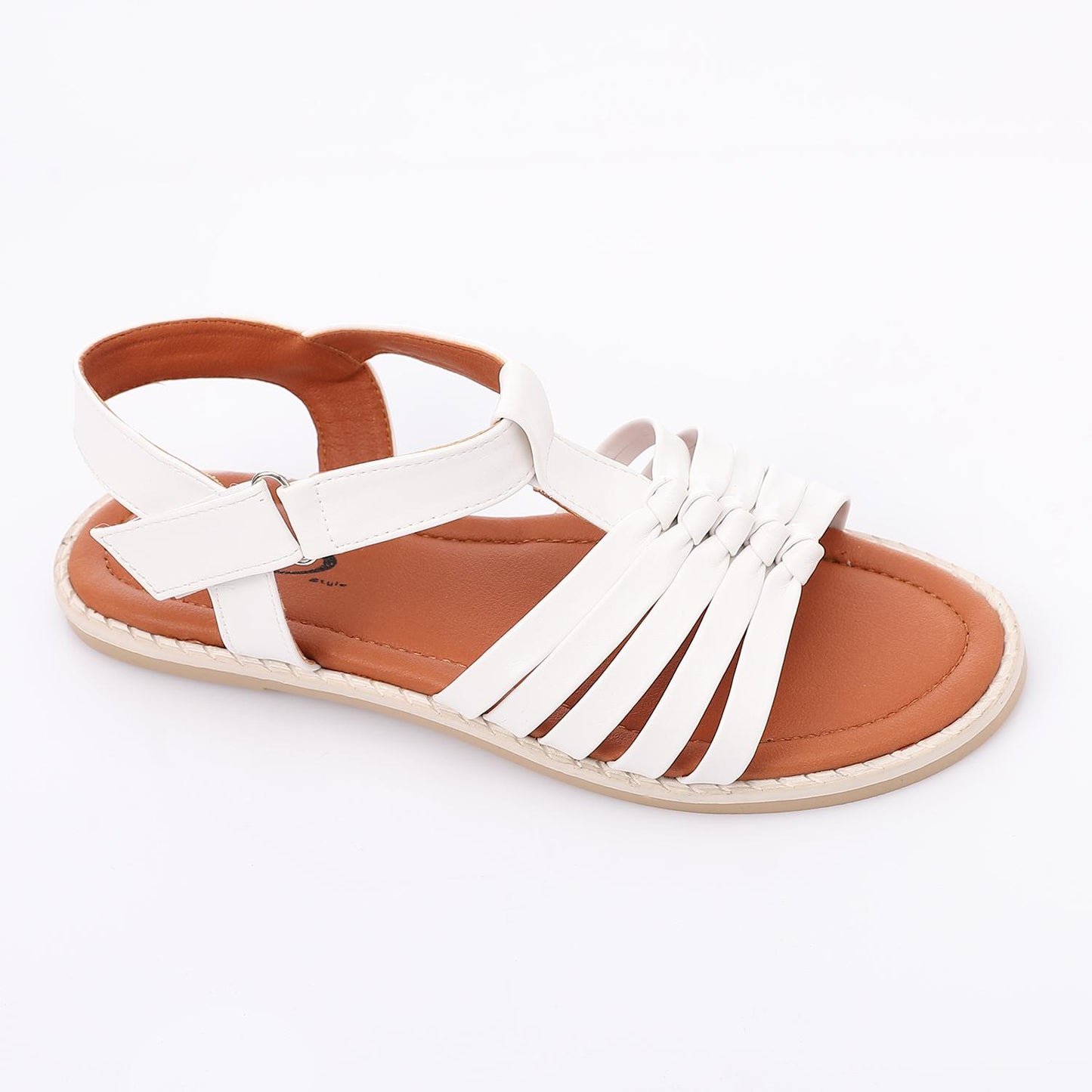White Multi-Strap Knot Sandal for Girls