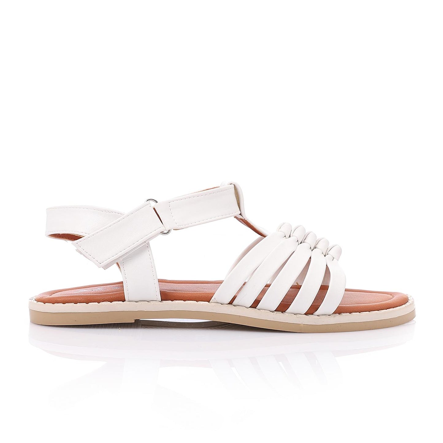 White Multi-Strap Knot Sandal for Girls