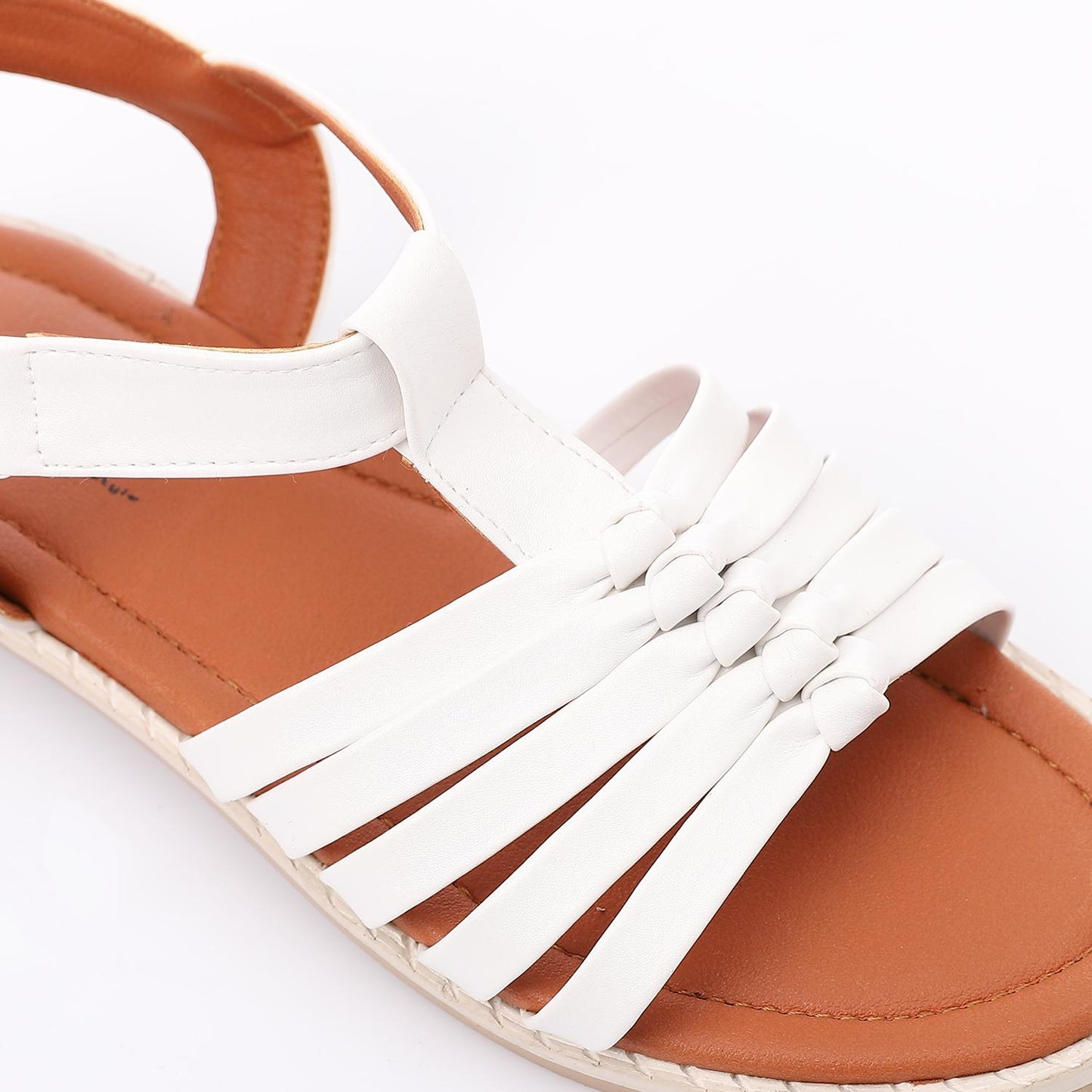 White Multi-Strap Knot Sandal for Girls