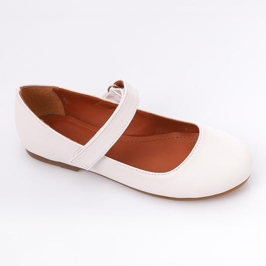 White Front Velcro Ballerina for Teen Girls