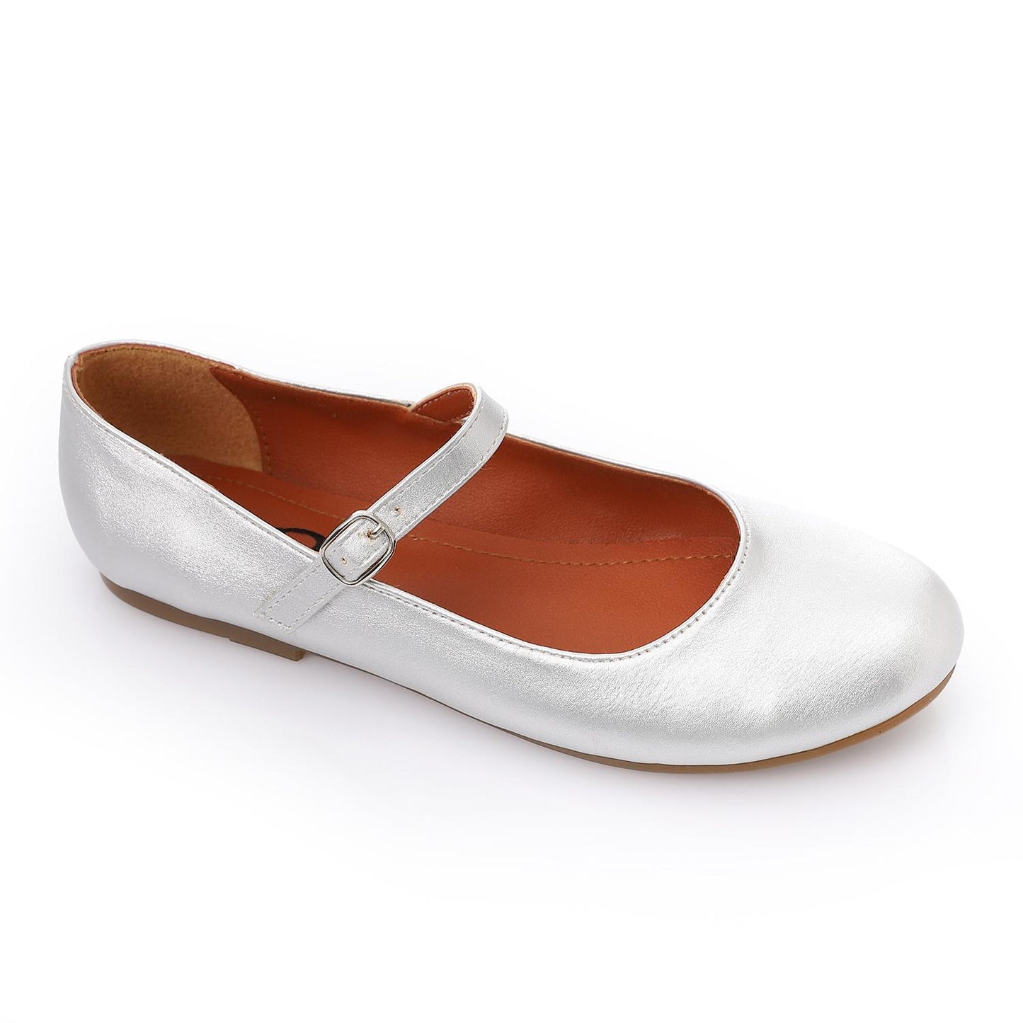 Silver Front Buckle Ballerina for Teen Girls