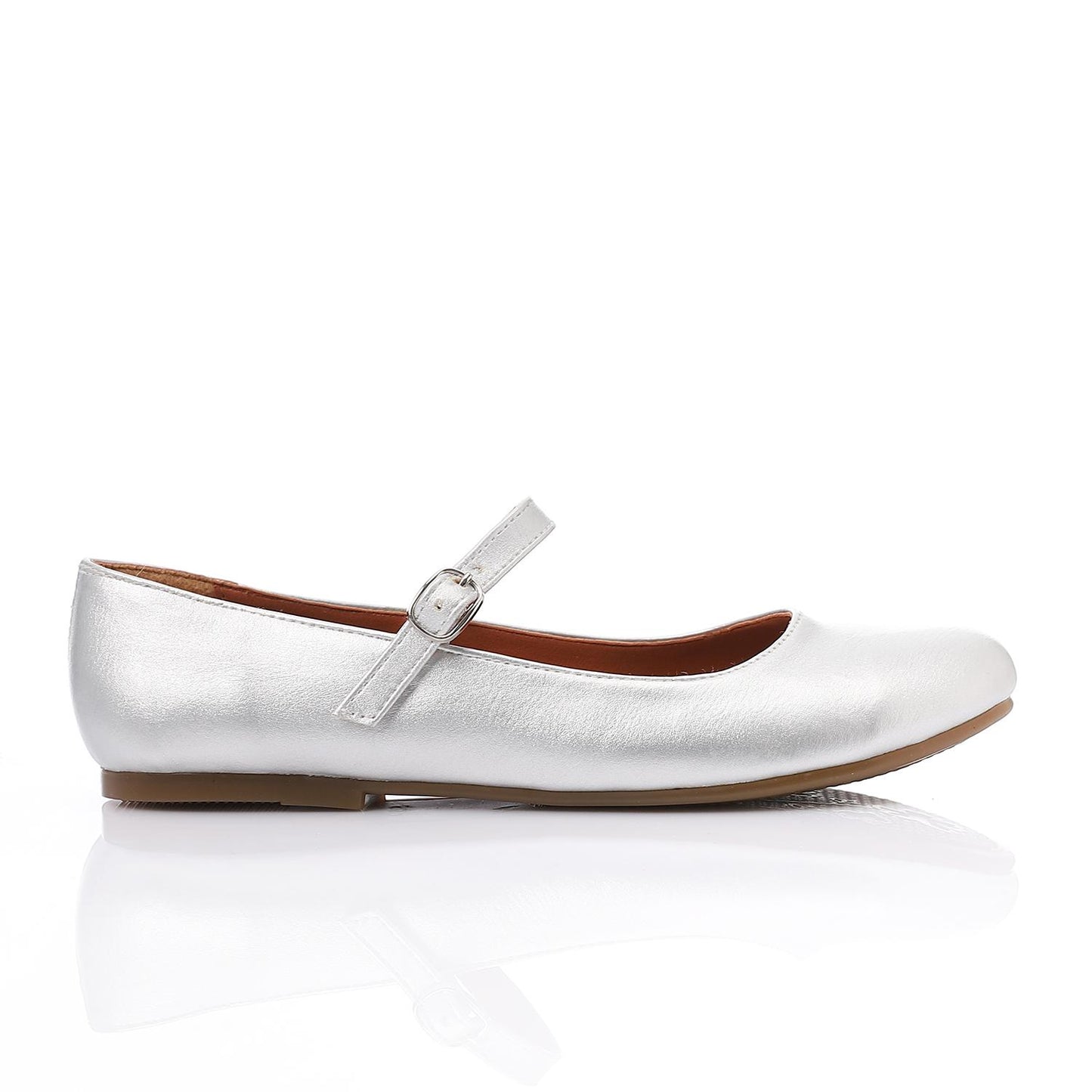 Silver Front Buckle Ballerina for Teen Girls