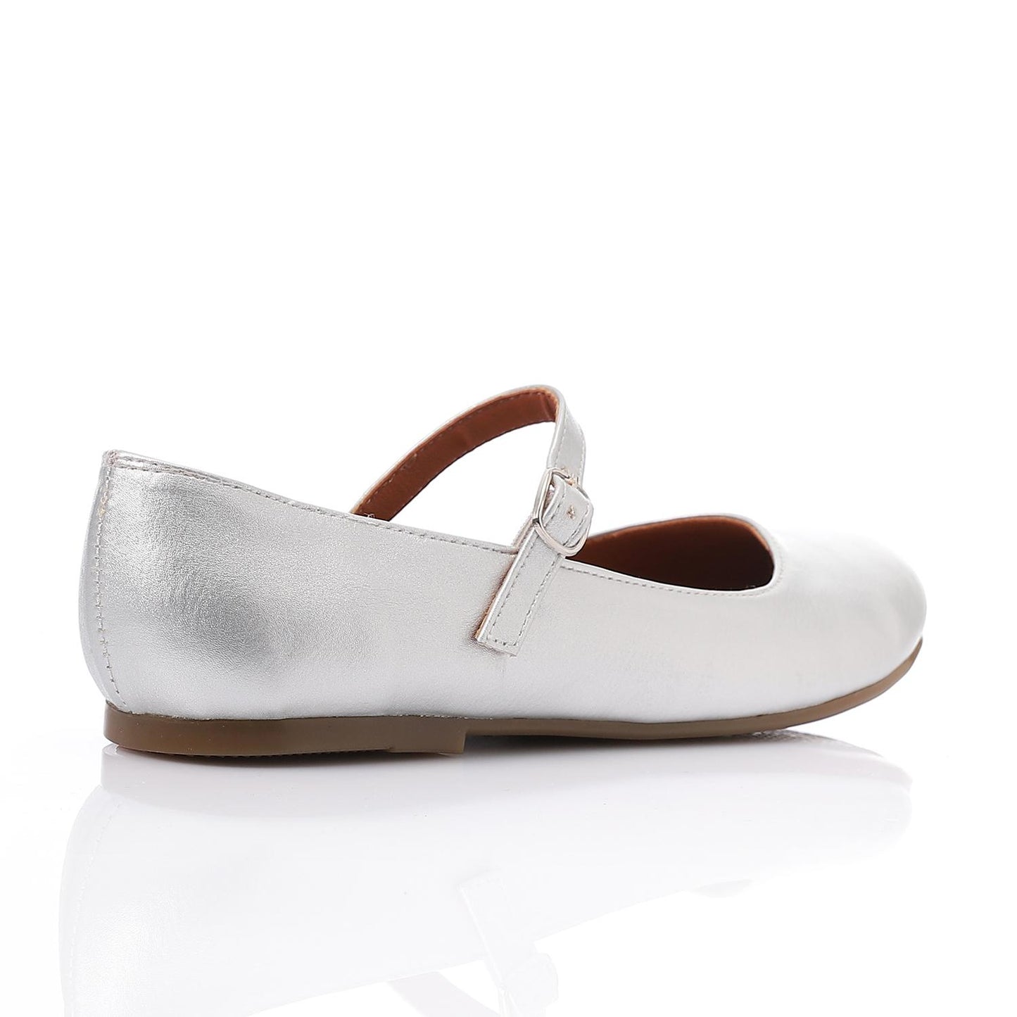 Silver Front Buckle Ballerina for Teen Girls