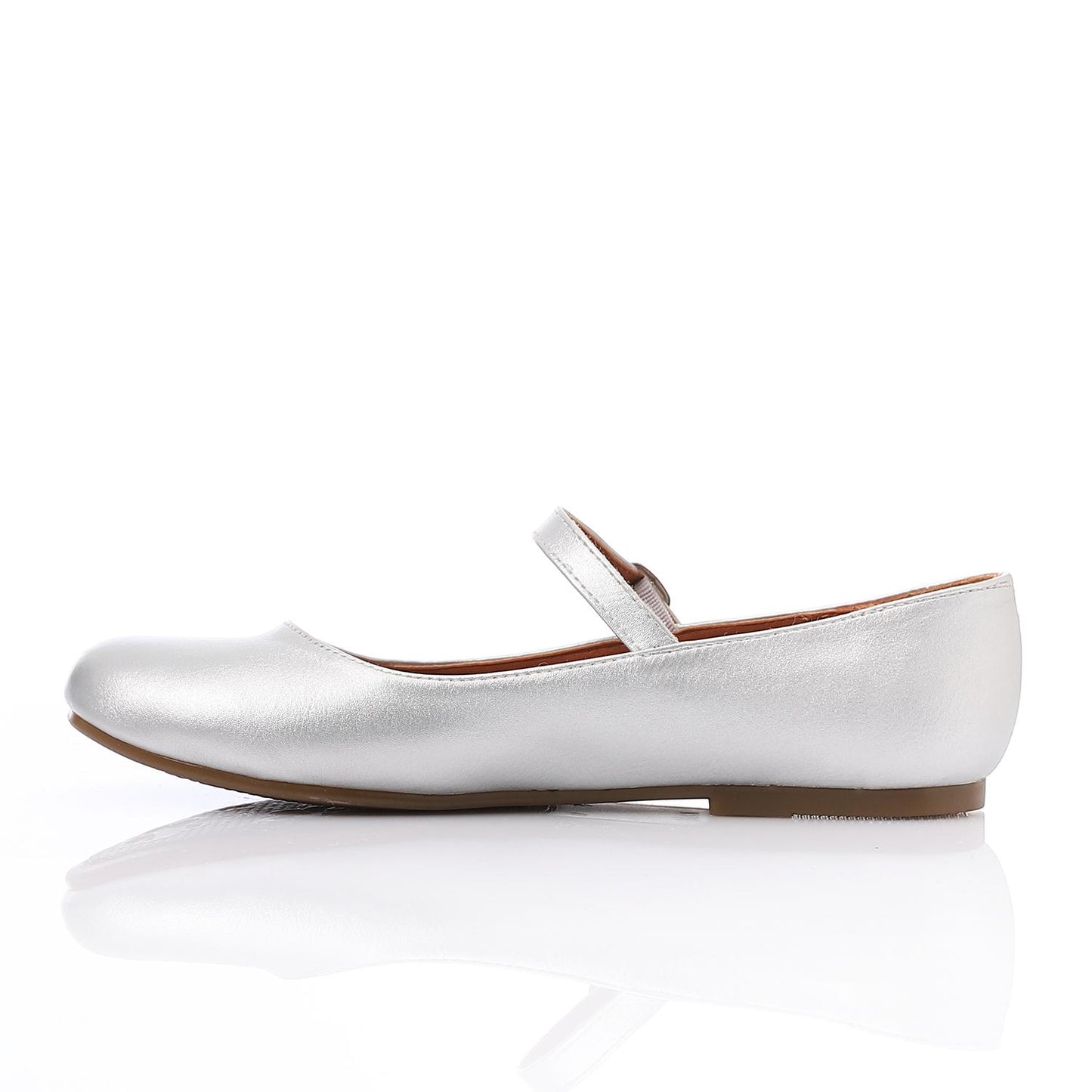 Silver Front Buckle Ballerina for Teen Girls