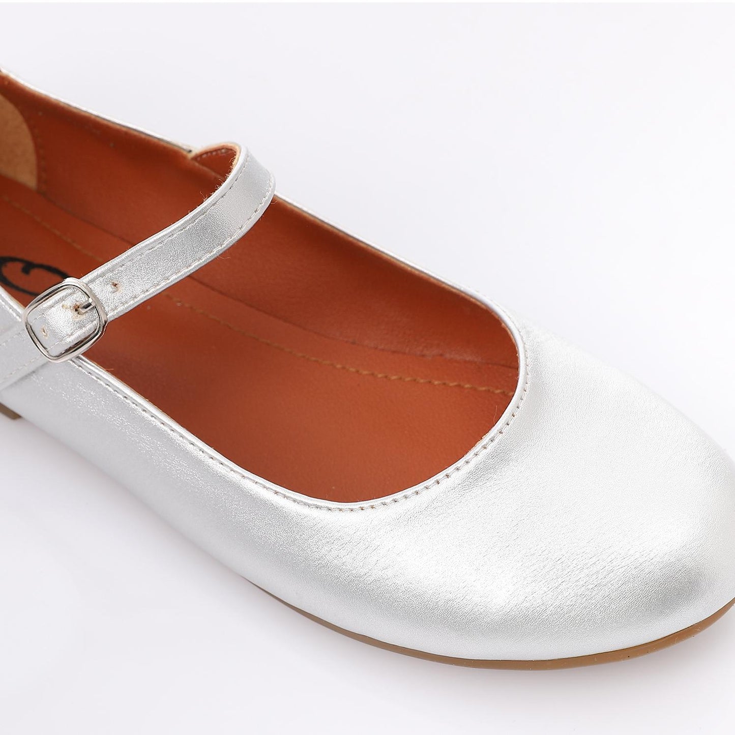 Silver Front Buckle Ballerina for Teen Girls