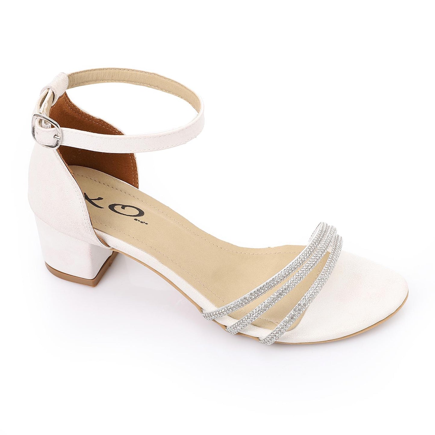 White Ankle Buckle Soiree Sandal