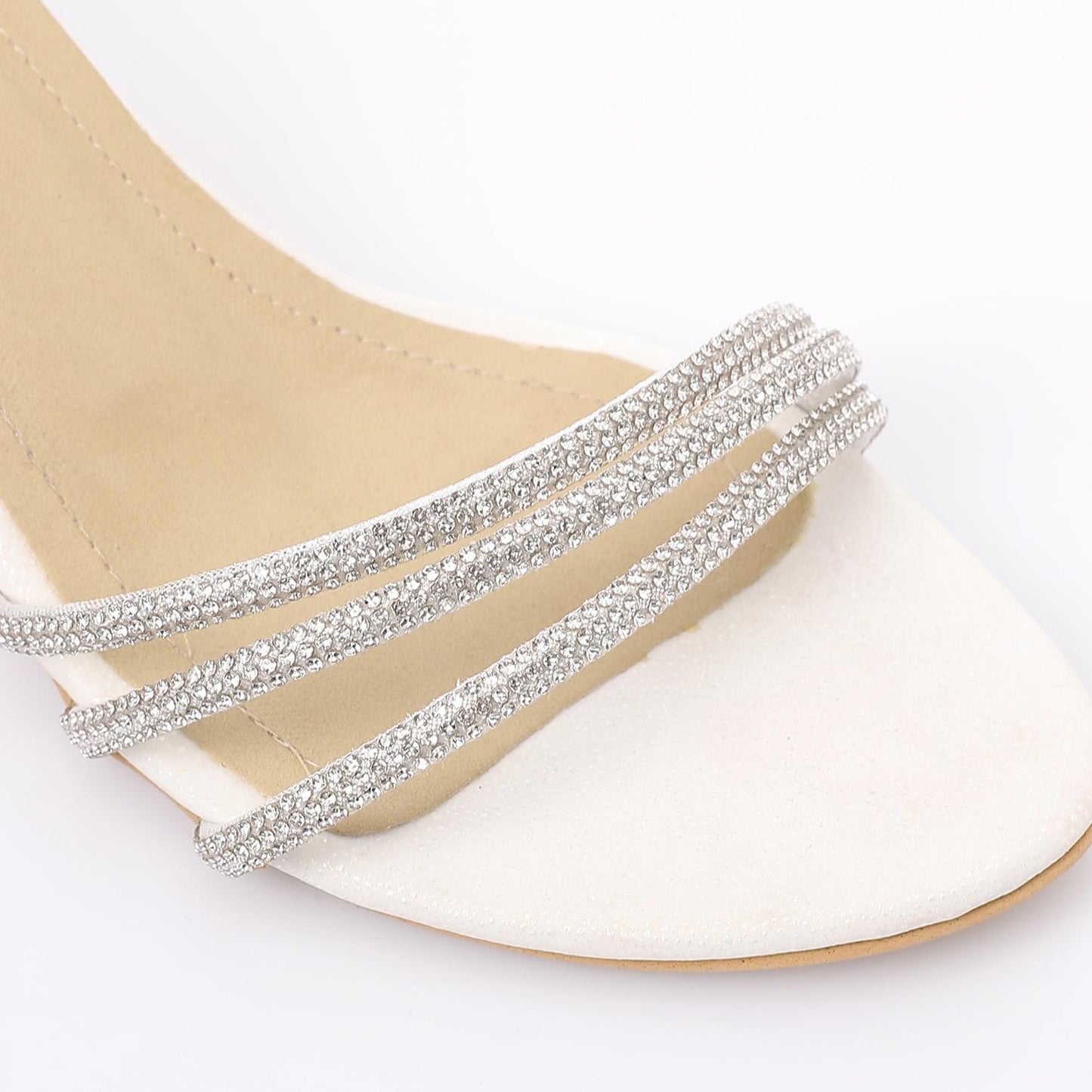 White Ankle Buckle Soiree Sandal