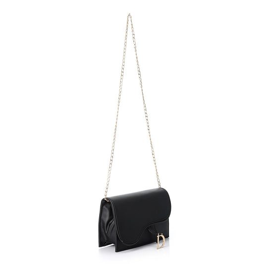 Black Flap Crossbody Bag with Chain