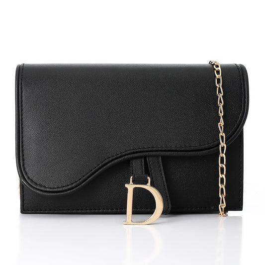 Black Flap Crossbody Bag with Chain
