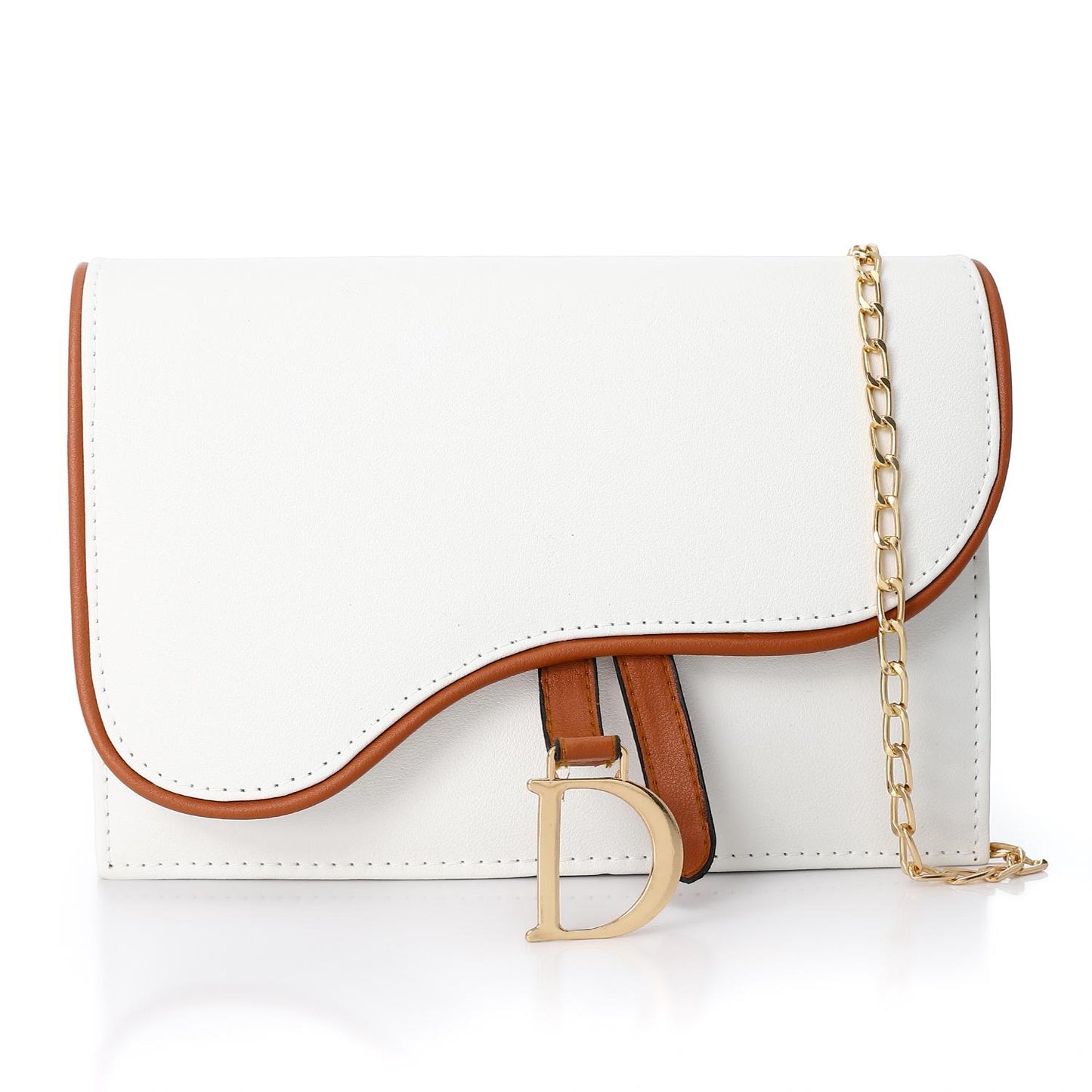 White Flap Crossbody Bag with Chain
