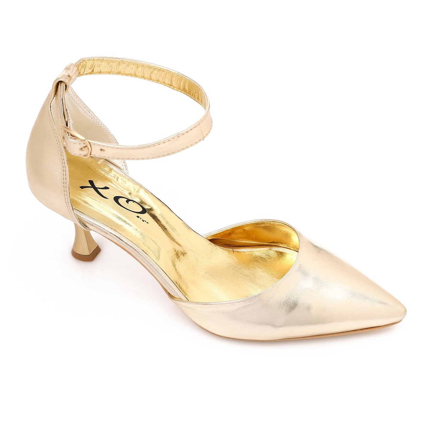 Gold Elegant Leather Pump Shoes