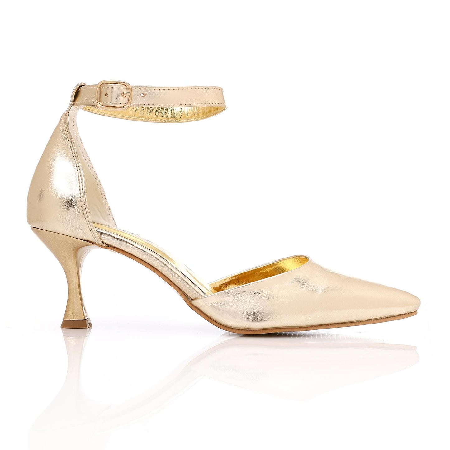 Gold Elegant Leather Pump Shoes