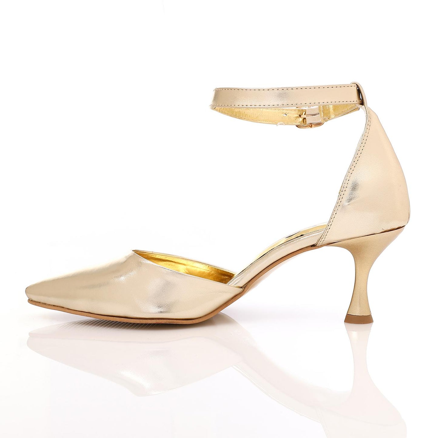 Gold Elegant Leather Pump Shoes