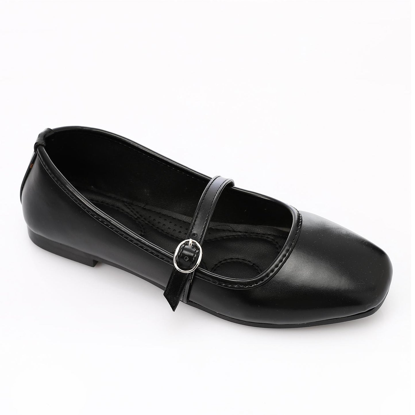 Black Simple Upper Buckle Ballerina