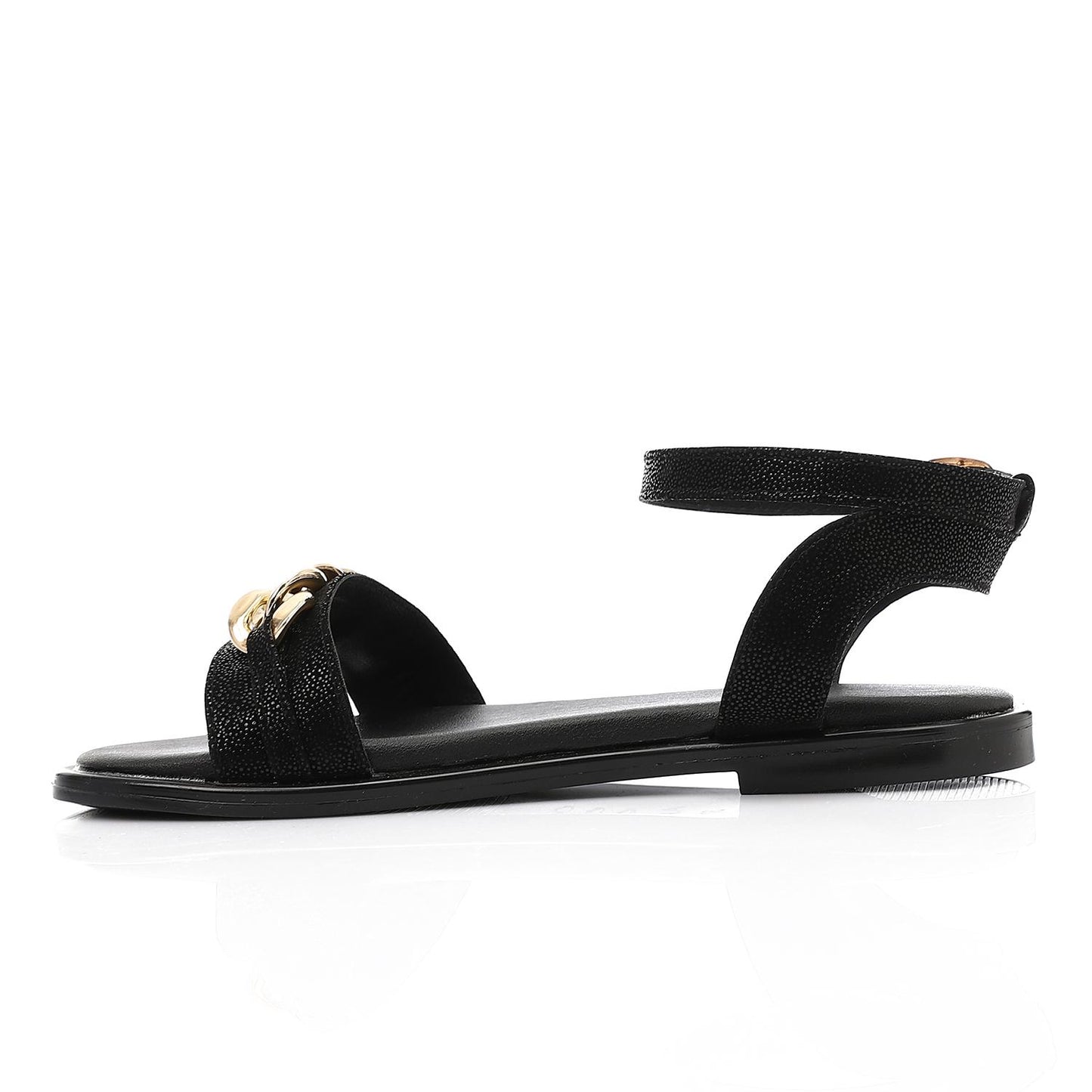 Black Upper Chain Flat Sandal
