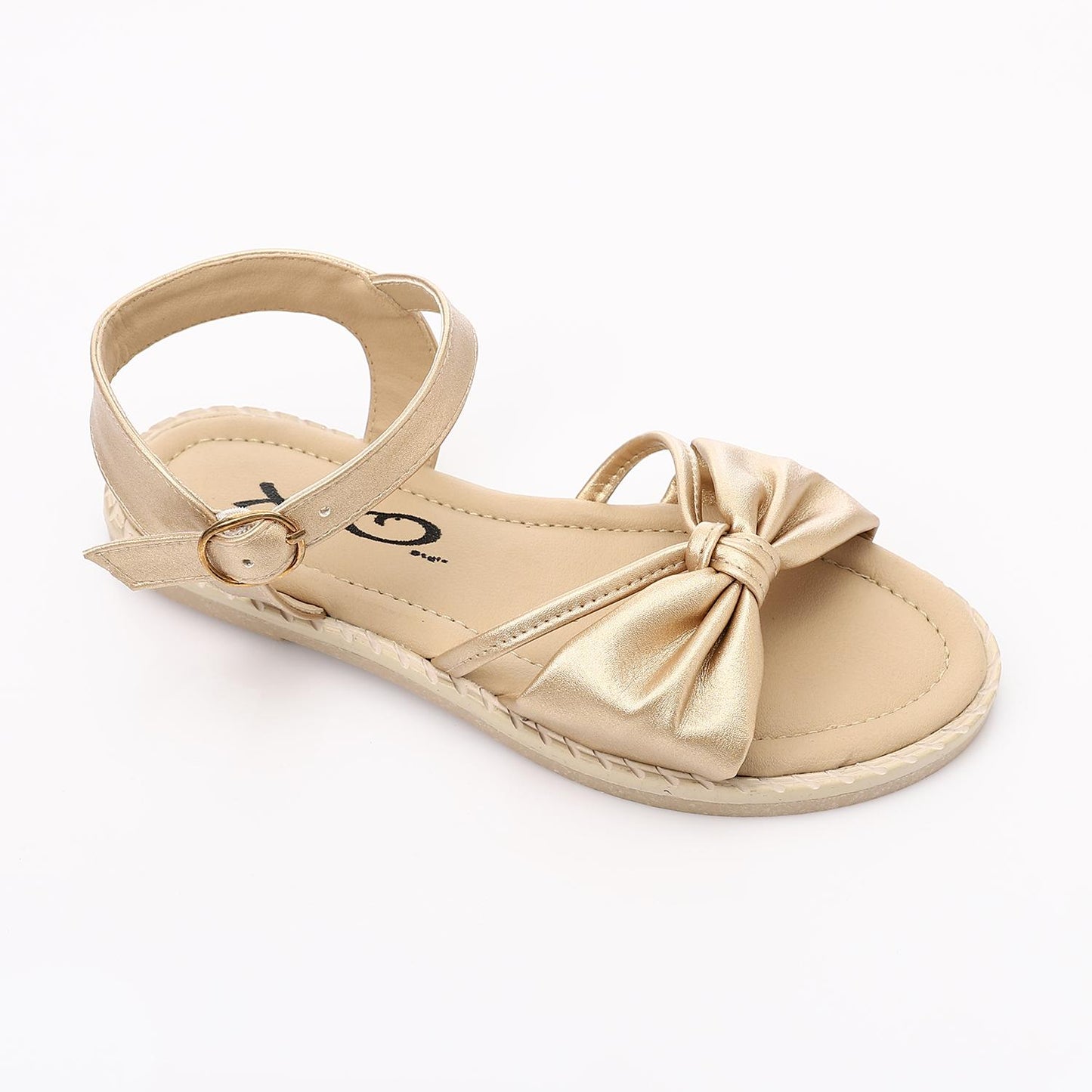 Gold Knotted Bow Flat Sandal for Girls
