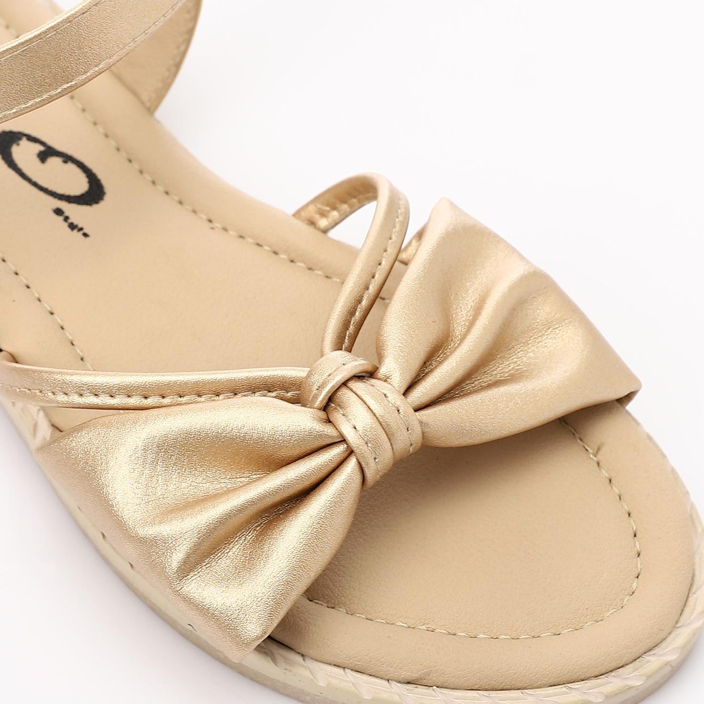 Gold Knotted Bow Flat Sandal for Girls