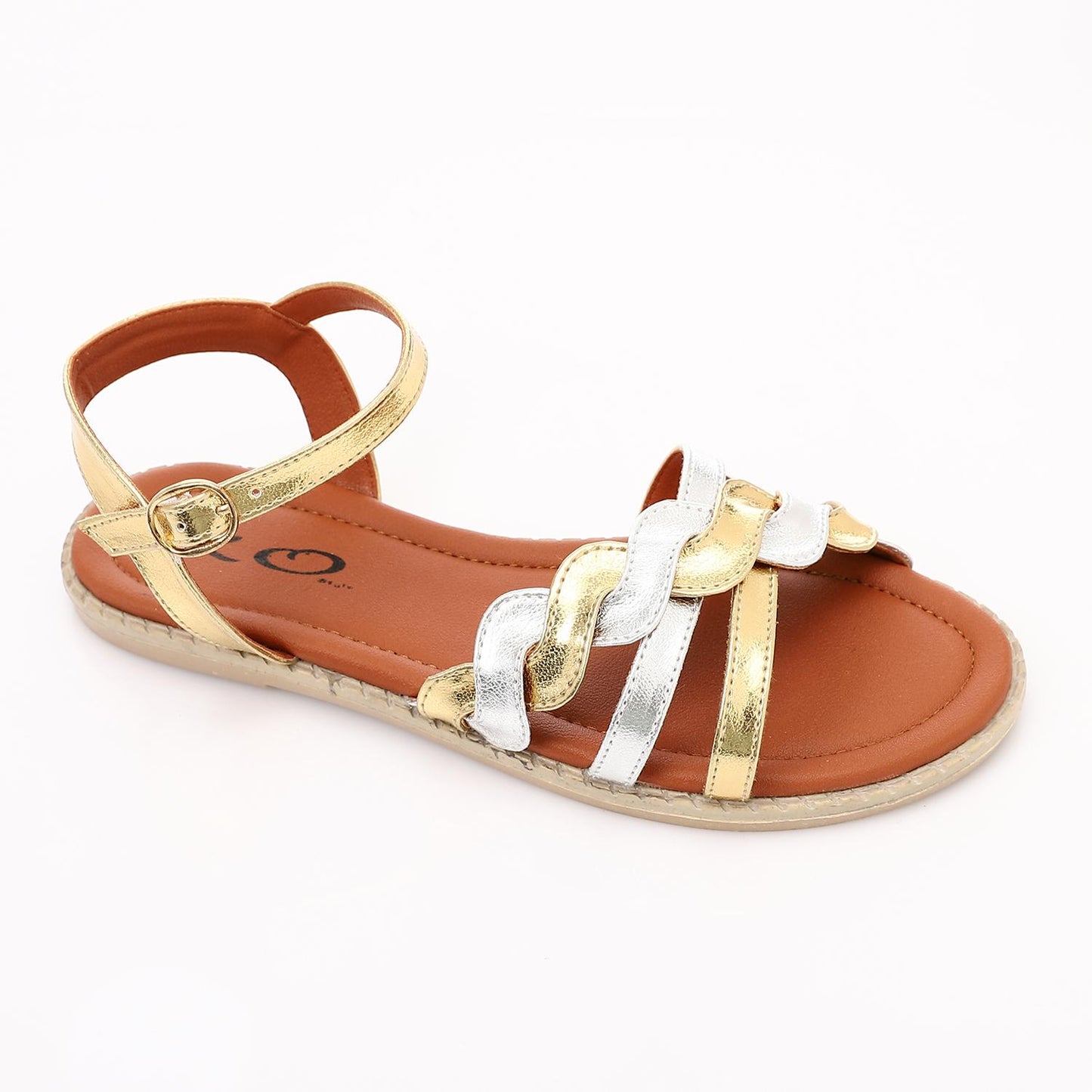 Bi-Tone Shiny Flat Sandal for Girls