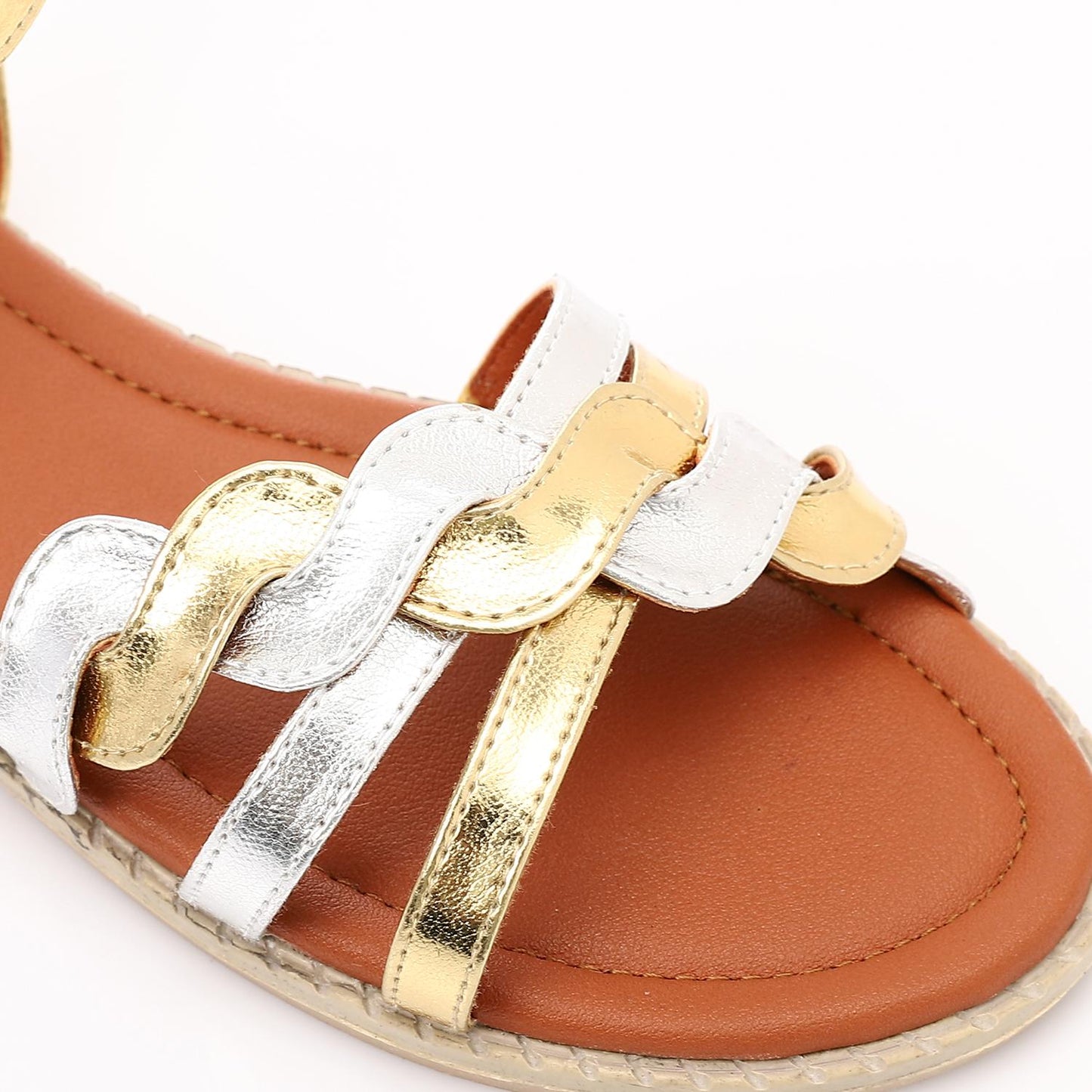 Bi-Tone Shiny Flat Sandal for Girls