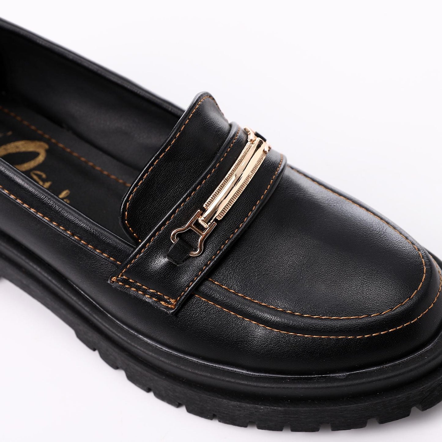 Black Classic Chunky Heel Loafer