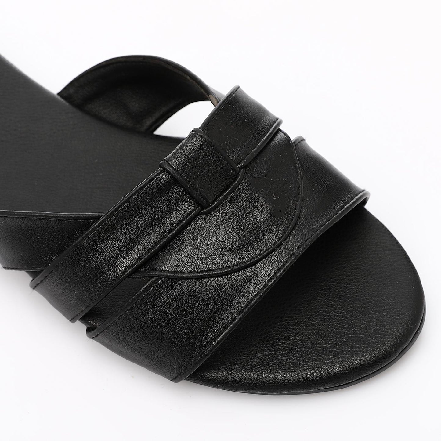 Black Open Toe Flat Slipper
